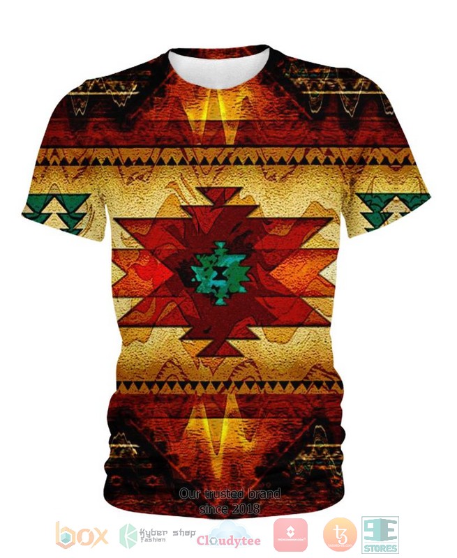 Native American Pattern Red Yellow 3D Shirt Native American Pattern Red Yellow 3D Shirt