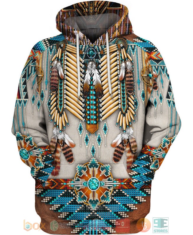 Native-American-White-Brown-3D-Hoodie-1