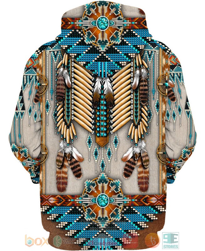 Native-American-White-Brown-3D-Hoodie-2
