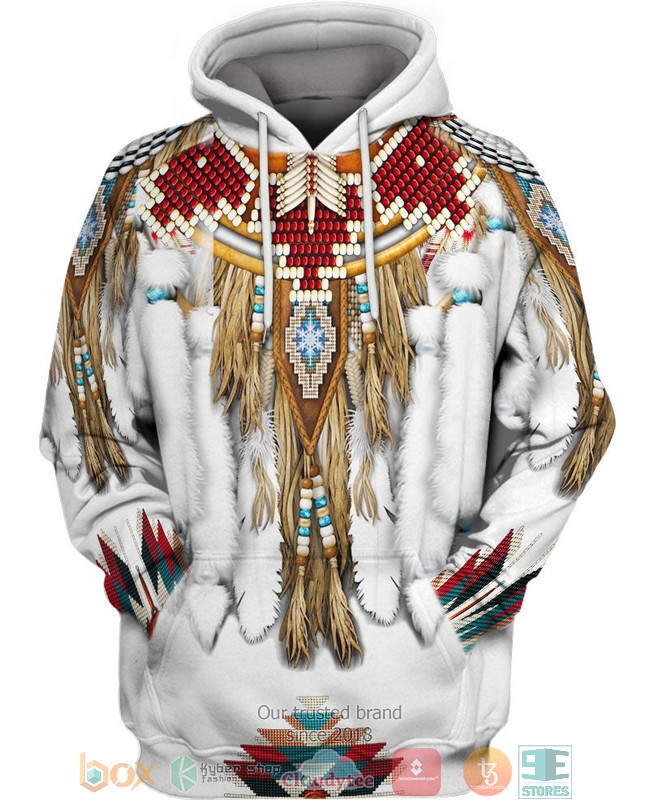 Native-American-White-Pattern-3D-Hoodie-1