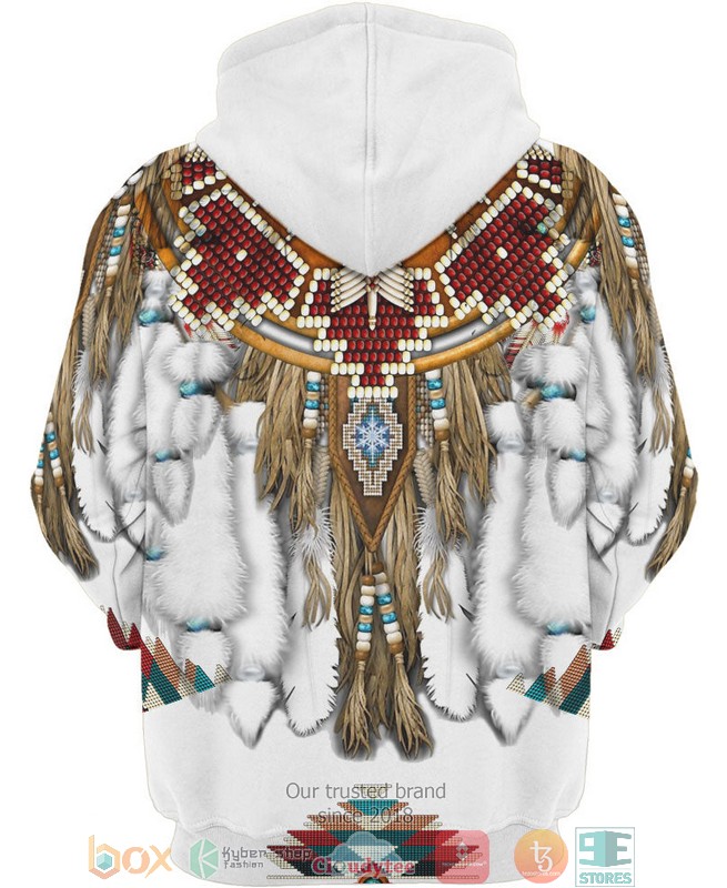 Native-American-White-Pattern-3D-Hoodie-2