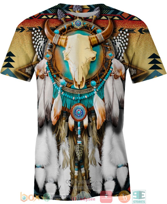 Native-Bison-Skull-Dreamcatcher-3D-Shirt-Hoodie-2