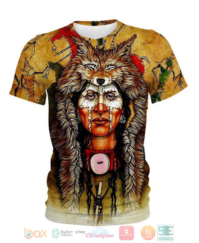 Native Fur Hat American 3D Shirt Native Fur Hat American 3D Shirt
