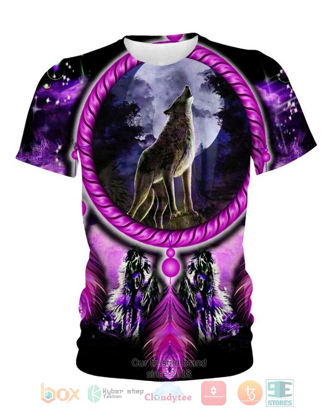 Native Wolf Violet 3D Shirt Native Wolf Violet 3D Shirt