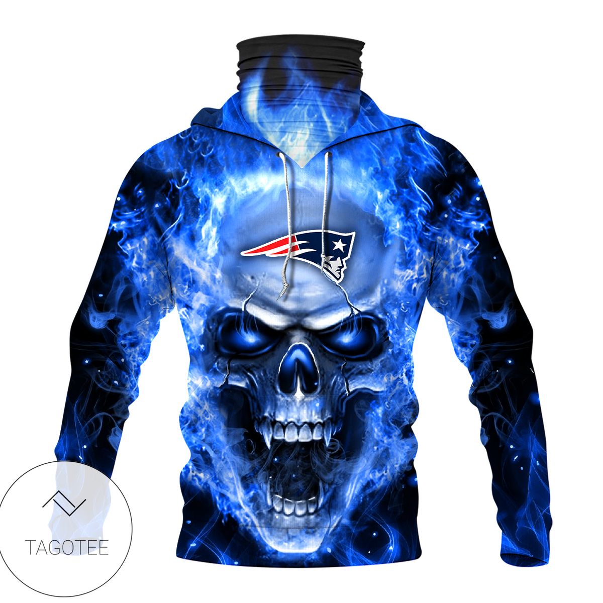 New England Patriots Skull Fire Blue Mask Hoodie New England Patriots Skull Fire Blue Mask Hoodie