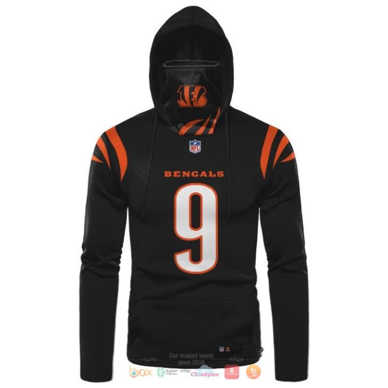 Nfl-Cincinnati-Bengals-Burrow-9-Black-3D-Hoodie-Mask-2