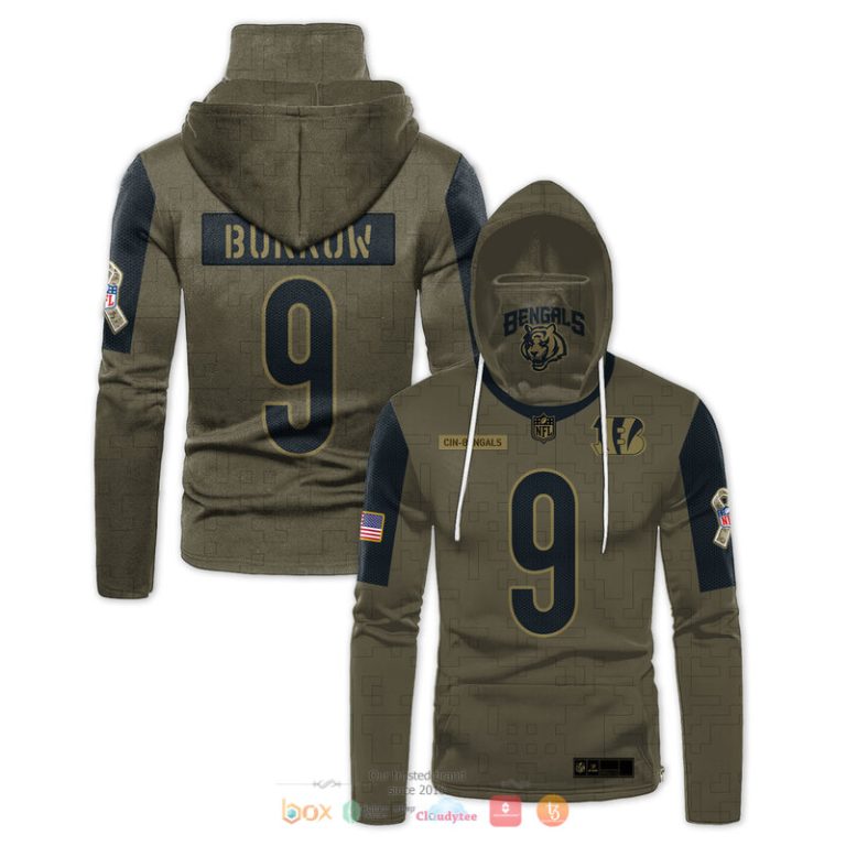 Nfl-Cincinnati-Bengals-Burrow-9-Moss-Green-3D-Hoodie-Mask-1