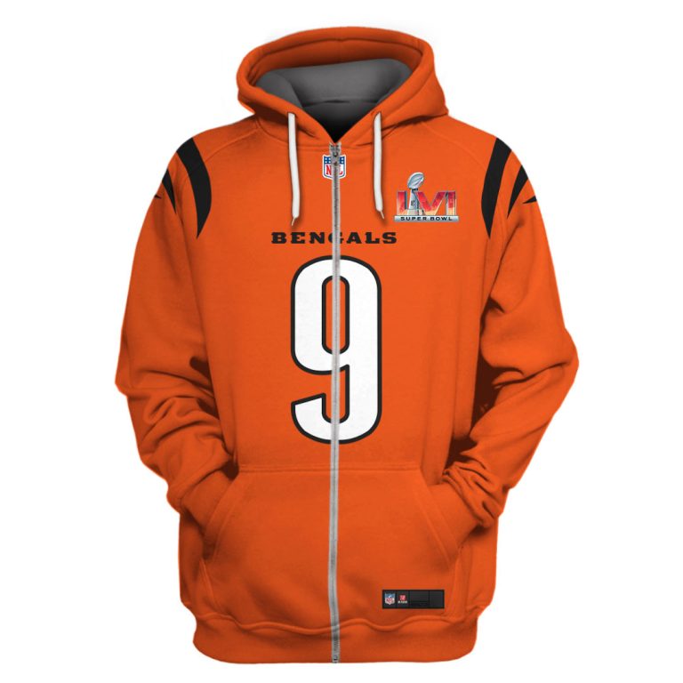Nfl-Cincinnati-Bengals-Burrow-9-Orange-Super-Bowl-Lvi-3D-Shirt-Hoodie-2