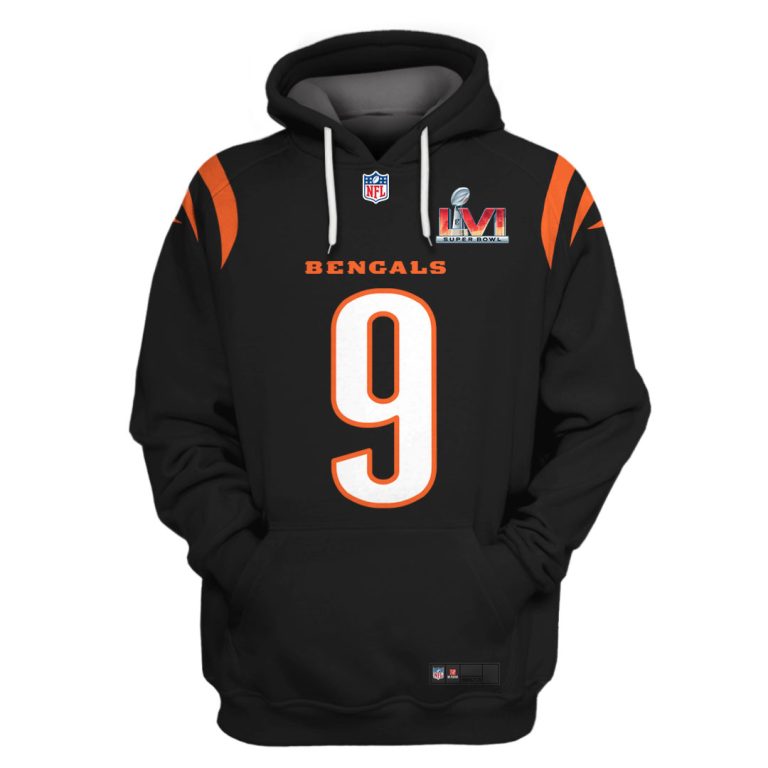 Nfl-Cincinnati-Bengals-Burrow-9-Super-Bowl-Lvi-Black-3D-Shirt-Hoodie-3