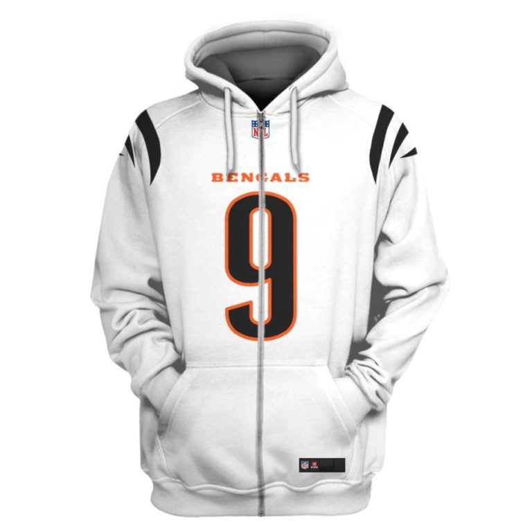 Nfl-Cincinnati-Bengals-Burrow-9-White-3D-Shirt-Hoodie-2