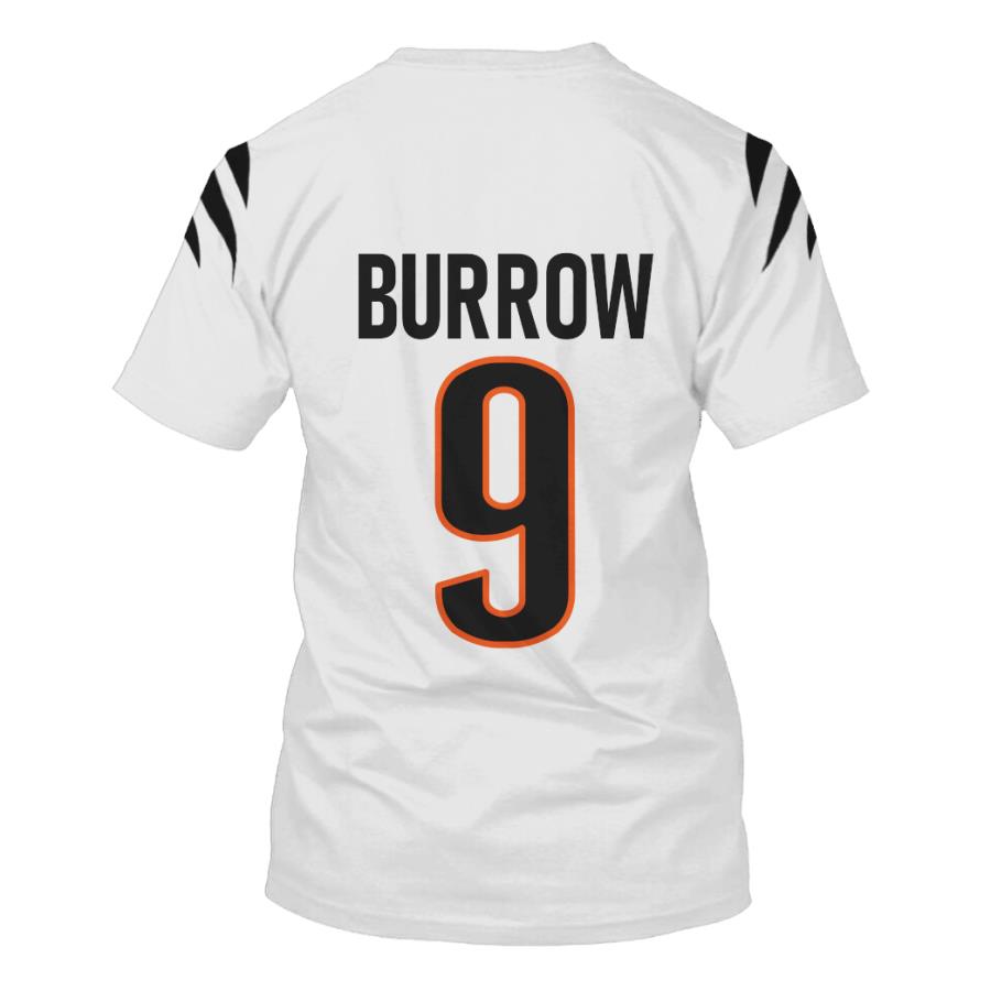 Nfl Cincinnati Bengals Burrow 9 White 3D Shirt Nfl Cincinnati Bengals Burrow 9 White 3D Shirt