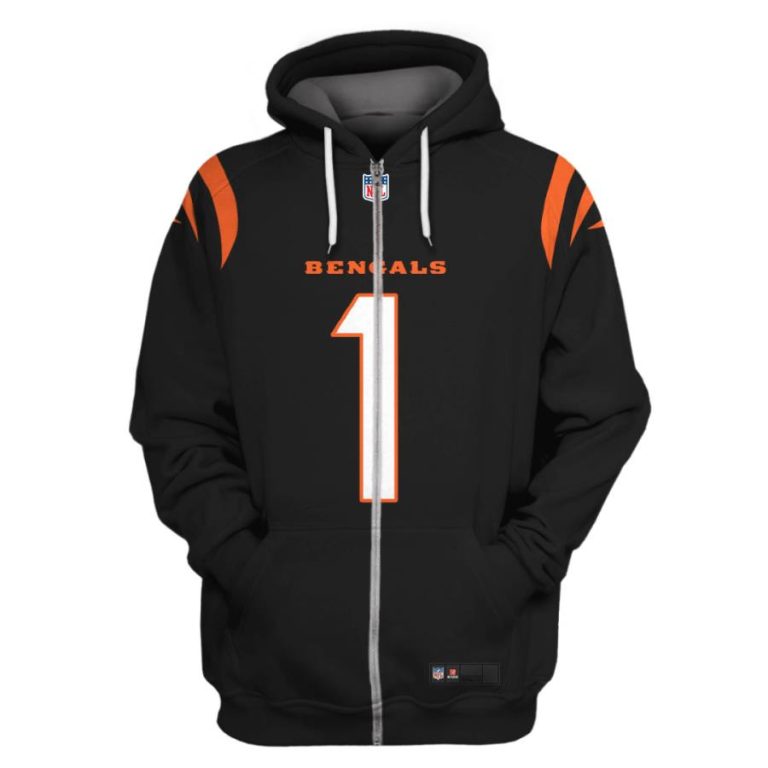 Nfl-Cincinnati-Bengals-Chase-1-Black-3D-Shirt-Hoodie-2