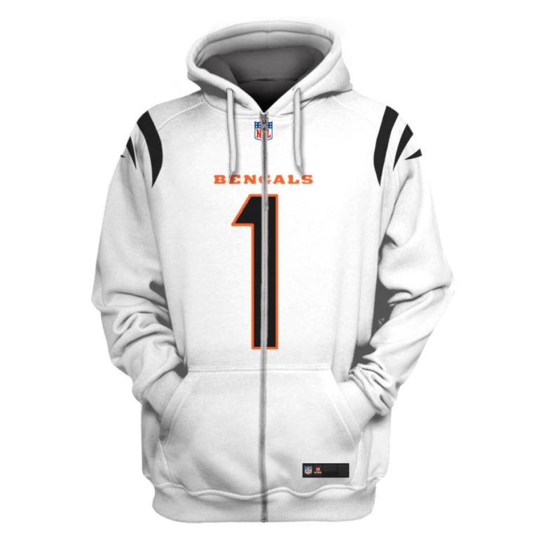 Nfl-Cincinnati-Bengals-Chase-1-White-3D-Shirt-Hoodie-2