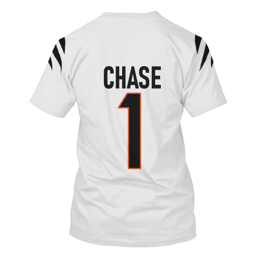 Nfl Cincinnati Bengals Chase 1 White 3D Shirt Nfl Cincinnati Bengals Chase 1 White 3D Shirt