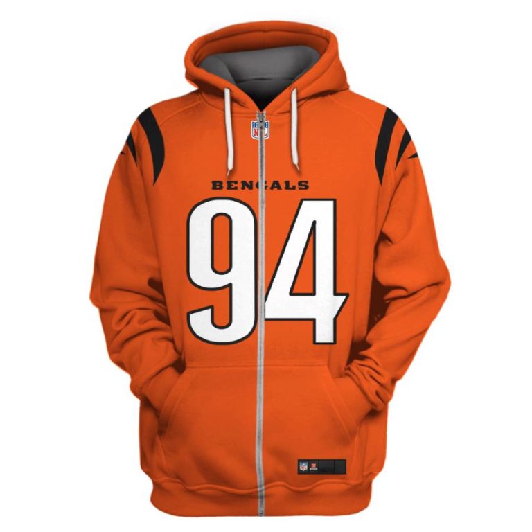Nfl-Cincinnati-Bengals-Hubbard-94-Orange-3D-Shirt-Hoodie-2