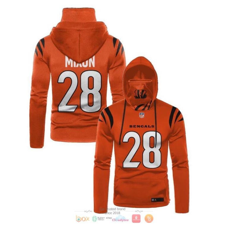 Nfl-Cincinnati-Bengals-Mixon-28-Orange-3D-Hoodie-Mask-1