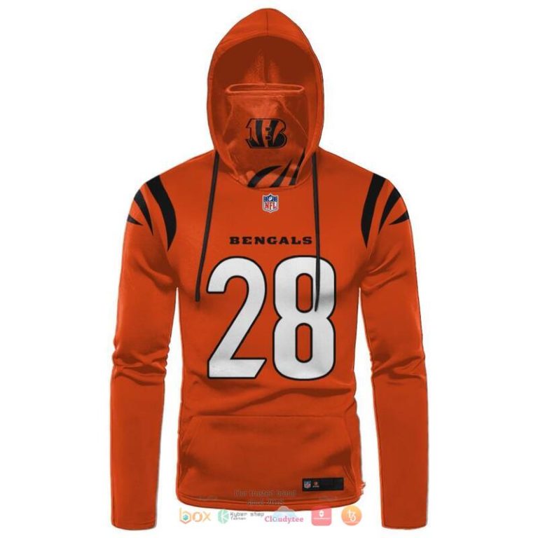 Nfl-Cincinnati-Bengals-Mixon-28-Orange-3D-Hoodie-Mask-2