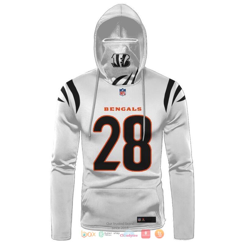 Nfl Cincinnati Bengals Mixon 28 White 3D Hoodie Mask Nfl Cincinnati Bengals Mixon 28 White 3D Hoodie Mask