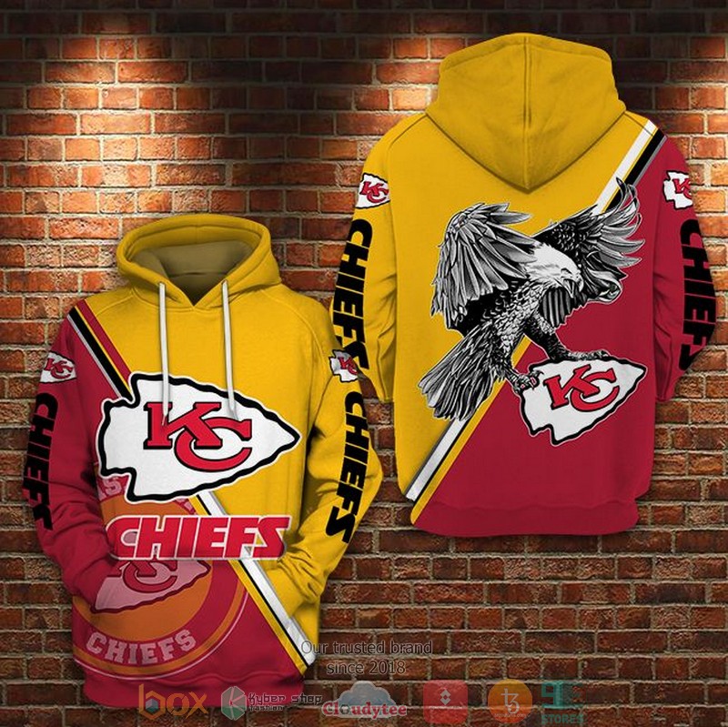 Nfl Kansas City Chiefs Logo Eagle Red Yellow 3D Hoodie Nfl Kansas City Chiefs Logo Eagle Red Yellow 3D Hoodie