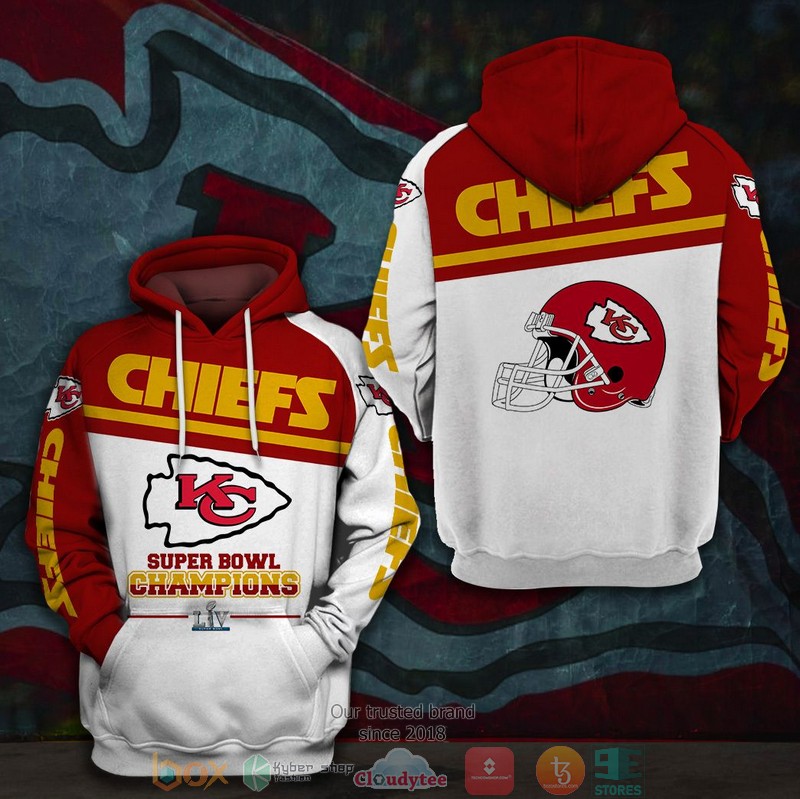 Nfl Kansas City Chiefs Super Bowl Liv Champions Red White 3D Hoodie Nfl Kansas City Chiefs Super Bowl Liv Champions Red White 3D Hoodie