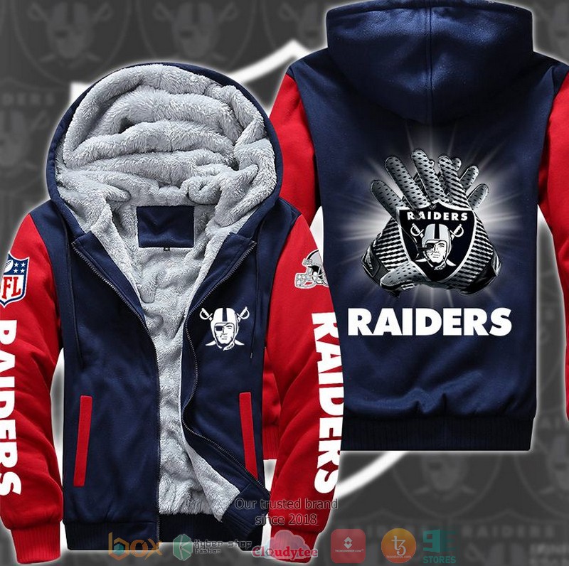 Nfl Las Vegas Raiders Hand Gloves 3D Fleece Hoodie Jacket Nfl Las Vegas Raiders Hand Gloves 3D Fleece Hoodie Jacket