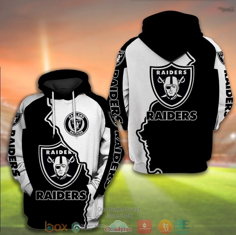 Nfl Las Vegas Raiders Logo Black White 3D Hoodie Nfl Las Vegas Raiders Logo Black White 3D Hoodie
