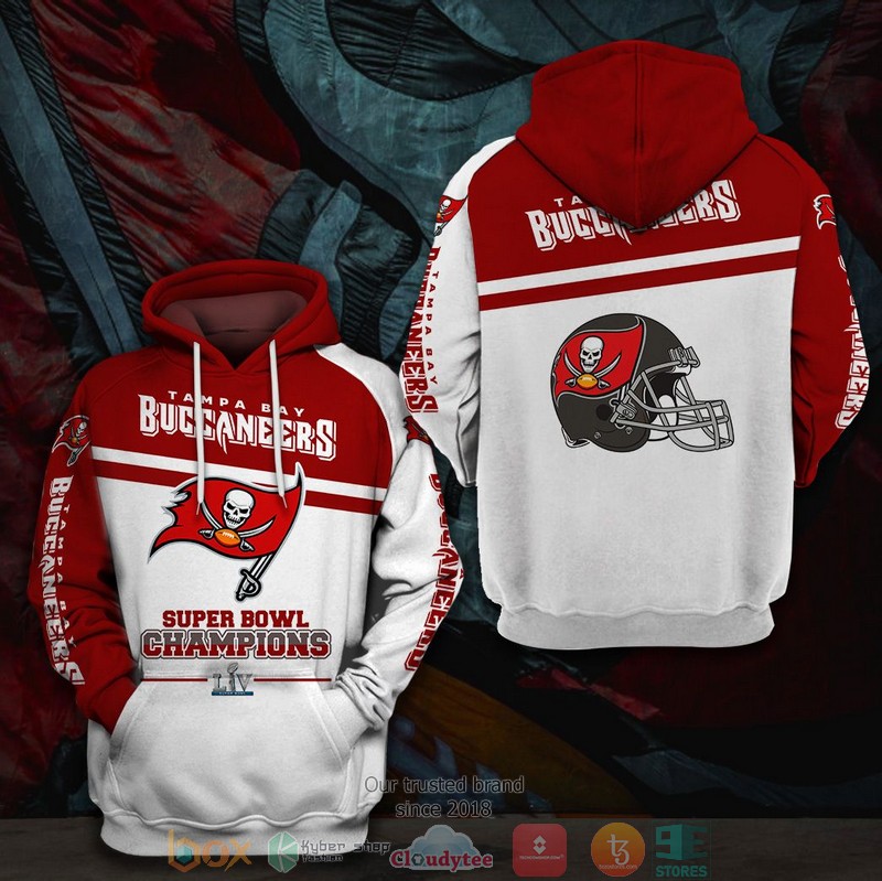 Nfl Tampa Bay Buccaneers Super Bowl Liv Champions Red White 3D Hoodie Nfl Tampa Bay Buccaneers Super Bowl Liv Champions Red White 3D Hoodie