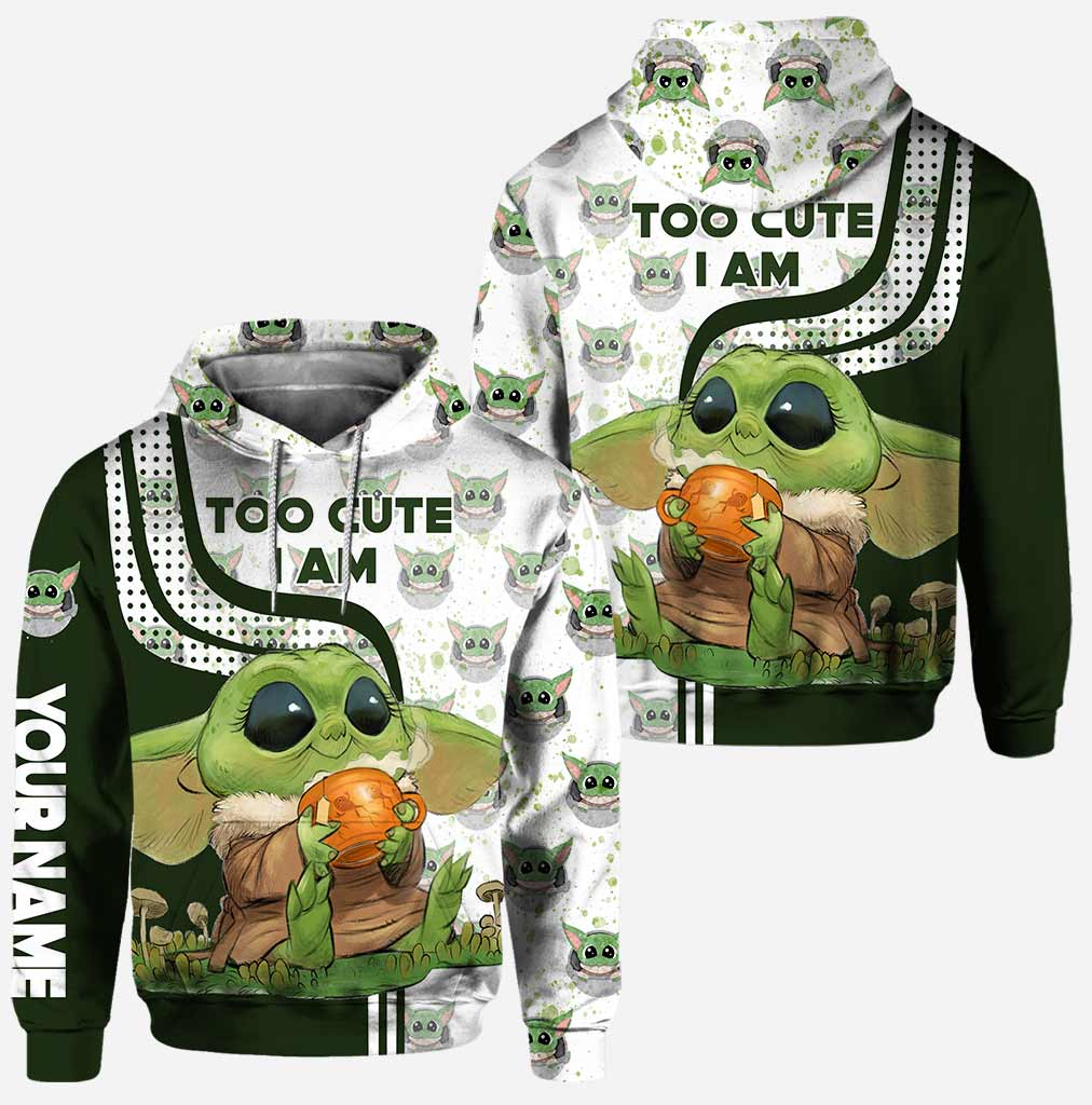 Personalized-Baby-Yoda-Too-Cute-I-Am-Green-White-3D-Hoodie-Leggings-2