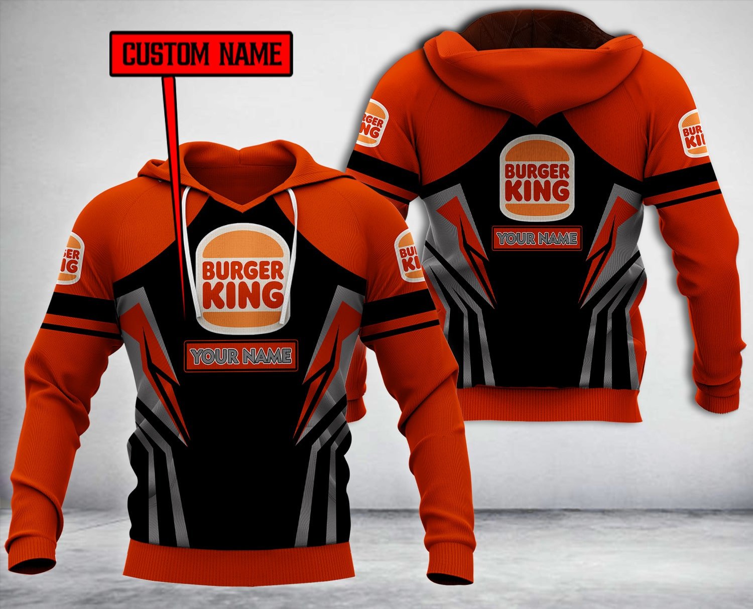 Personalized Buger King Orange Black Custom All Over Print 3D Hoodie Personalized Buger King Orange Black Custom All Over Print 3D Hoodie