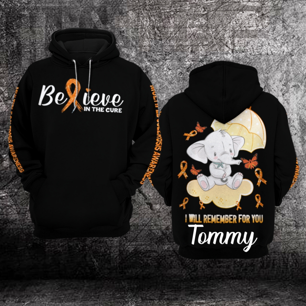 Personalized Elephant Believe In The Cure Multiple Sclerosis Awareness Custom 3D Hoodie – Limited Edition Personalized Elephant Believe In The Cure Multiple Sclerosis Awareness Custom 3D Hoodie – Limited Edition