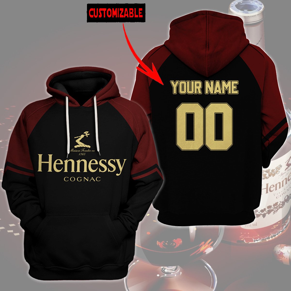 Personalized Hennessy Cognac Custom 3D Hoodie Personalized Hennessy Cognac Custom 3D Hoodie