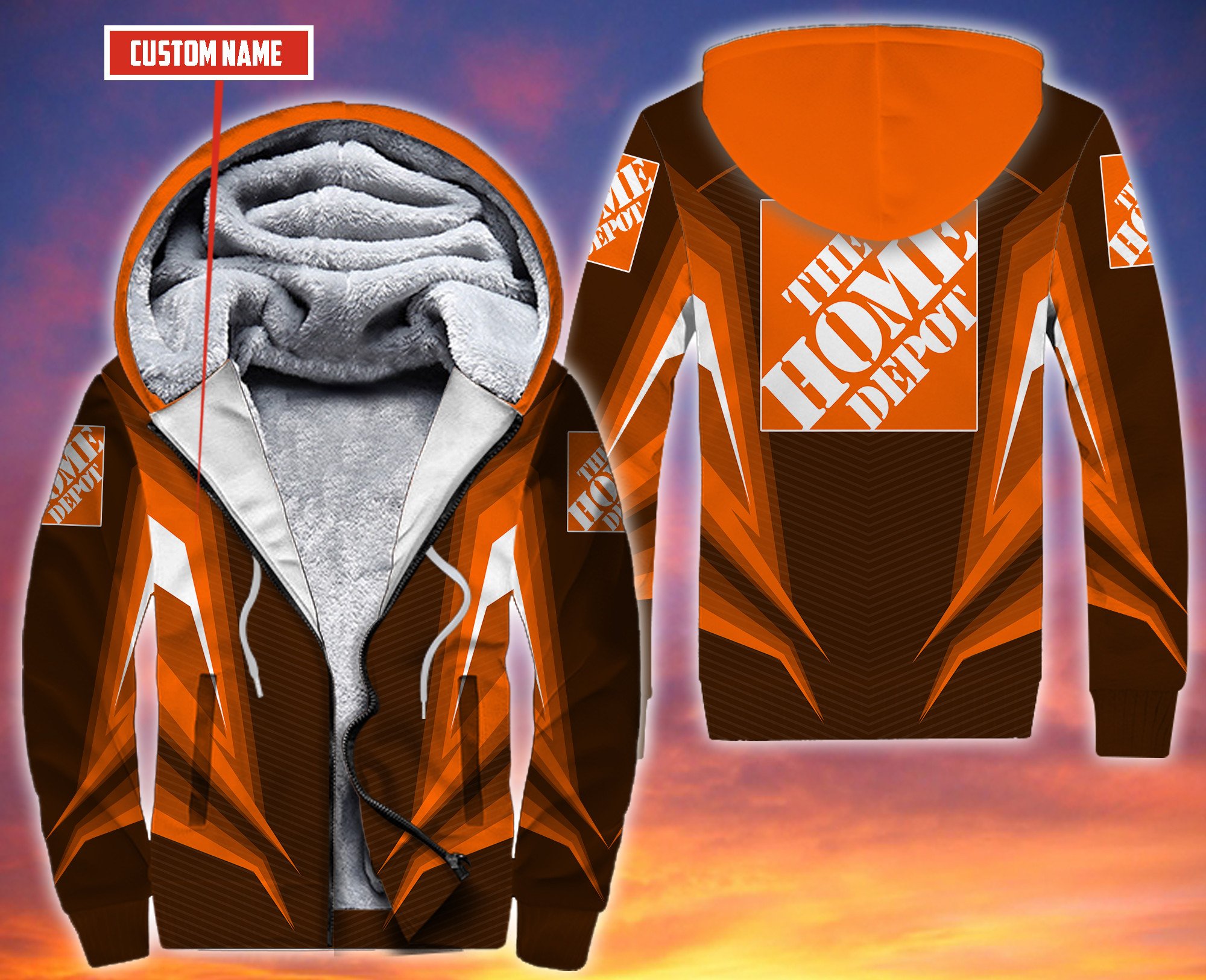 Personalized Home Depot Orange Custom 3D Fleece Hoodie Personalized Home Depot Orange Custom 3D Fleece Hoodie