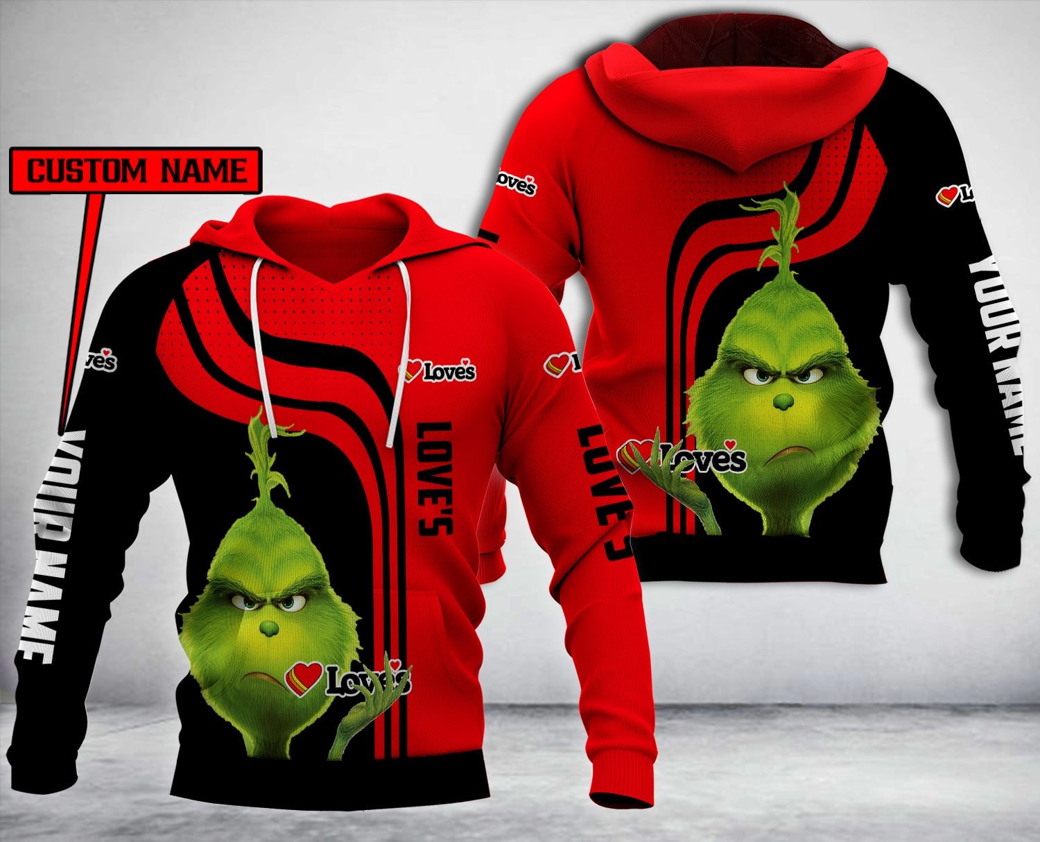 Personalized Love’S Grinch Custom All Over Print 3D Hoodie Personalized Love’S Grinch Custom All Over Print 3D Hoodie