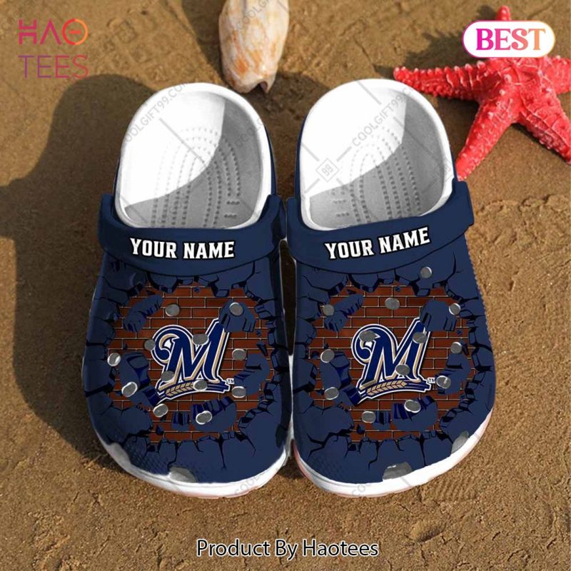 Personalized MLB Milwaukee Brewers Broken Wall Crocs Personalized MLB Milwaukee Brewers Broken Wall Crocs