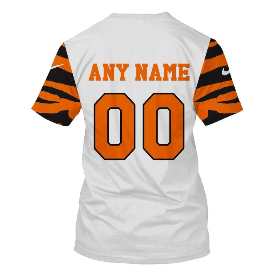 Personalized Nfl Cincinnati Bengals Nike White Orange Stripe 3D Shirt Personalized Nfl Cincinnati Bengals Nike White Orange Stripe 3D Shirt