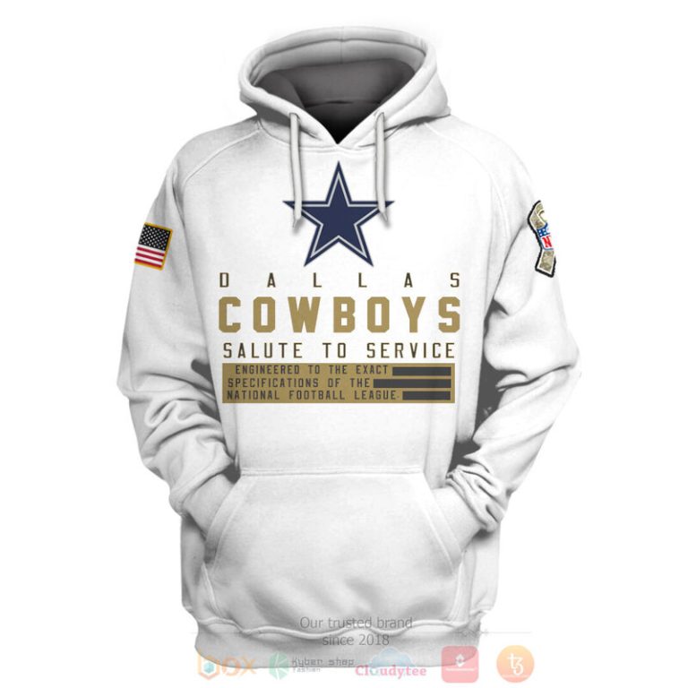 Personalized Nfl Dallas Cowboys Salute To Service White 3D Hoodie Shirt Hot Sale 2024