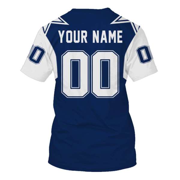 Personalized Nfl Dallas Cowboys White Blue 3D Shirt Personalized Nfl Dallas Cowboys White Blue 3D Shirt