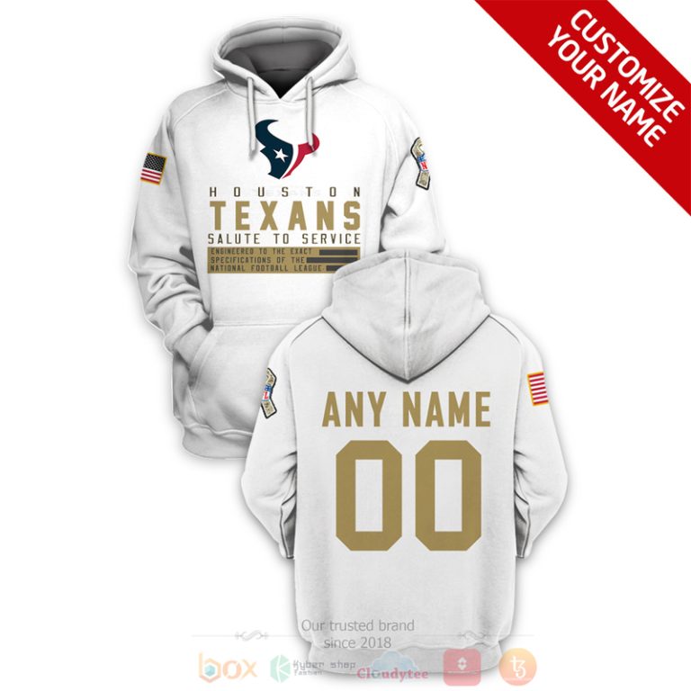 Personalized Nfl Houston Texans Salute To Service White 3D Hoodie Shirt Hot Sale 2024