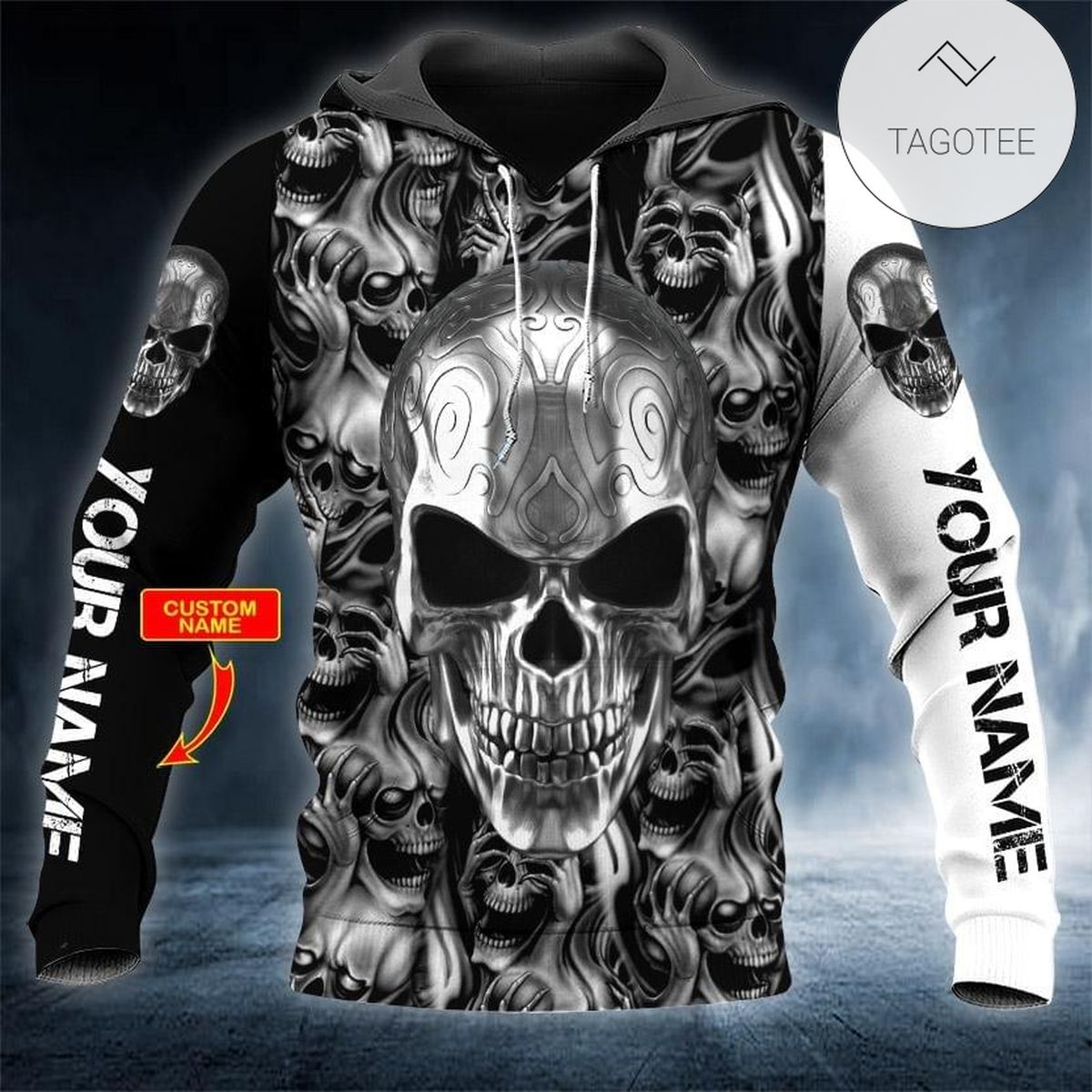 Personalized Skull Black And White Hoodie Personalized Skull Black And White Hoodie