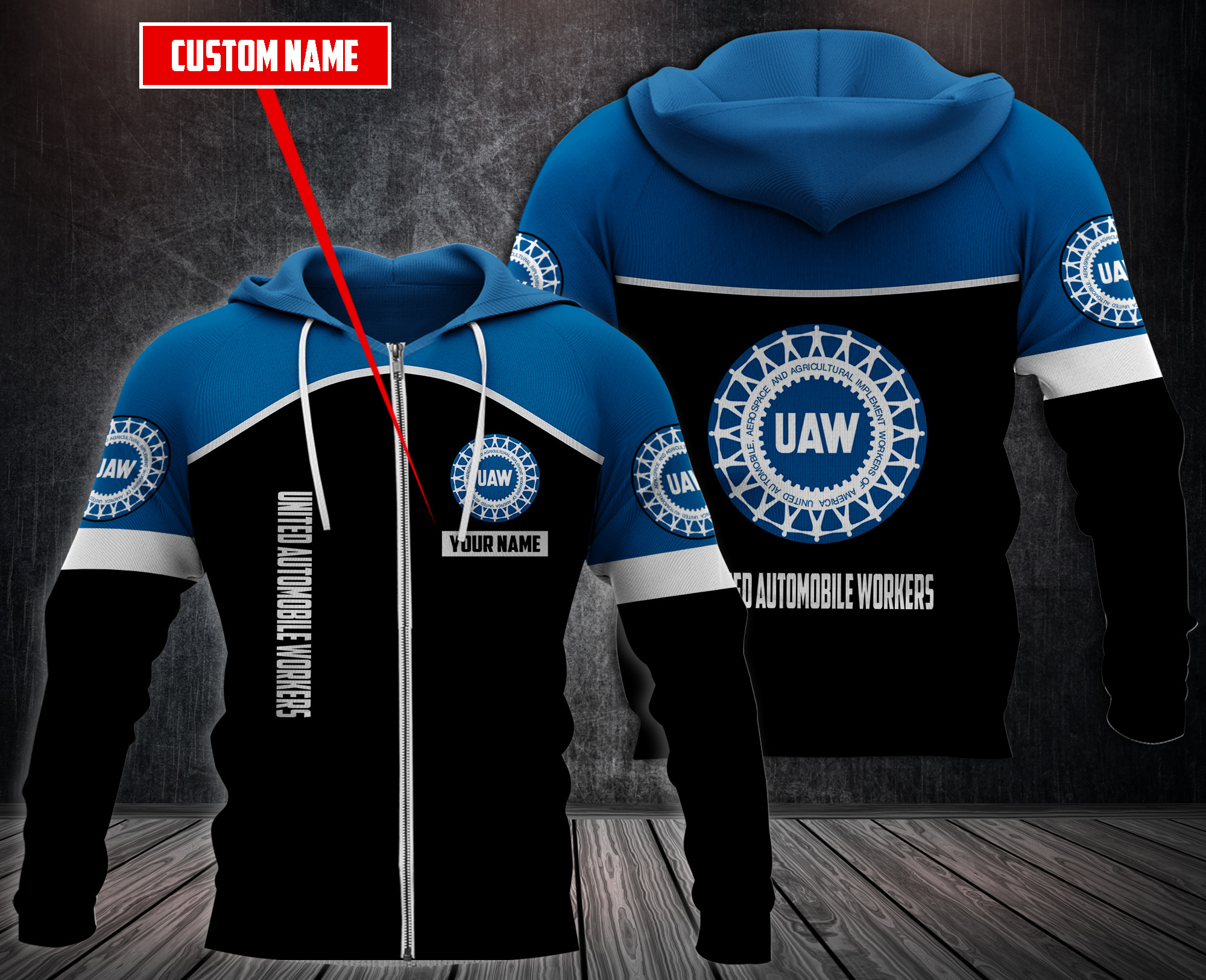 Personalized United Automobile Workers 3D Fleece Hoodie Personalized United Automobile Workers 3D Fleece Hoodie