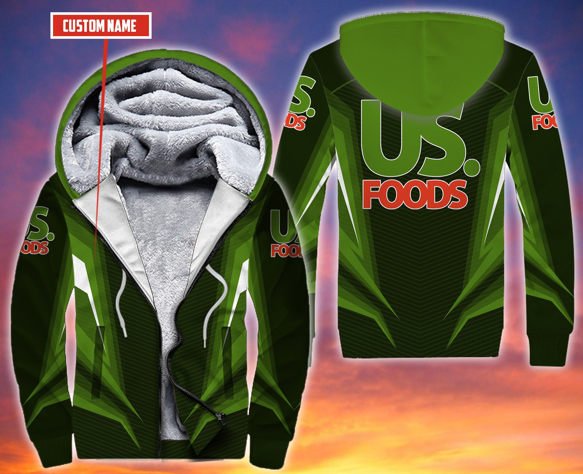 Personalized Us Foods Green Custom 3D Fleece Hoodie Personalized Us Foods Green Custom 3D Fleece Hoodie
