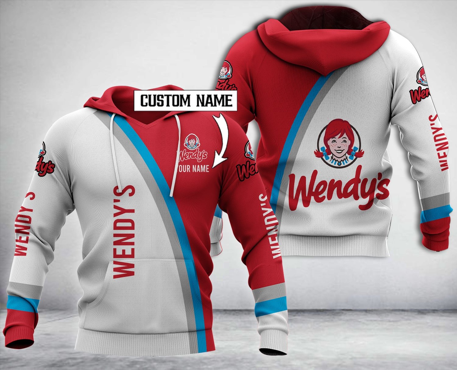 Personalized Wendy’S White Red Custom All Over Print 3D Hoodie Personalized Wendy’S White Red Custom All Over Print 3D Hoodie