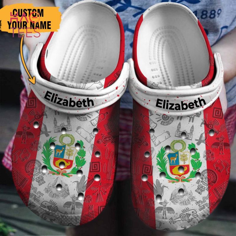 Peruvian Flag Personalized Crocs Shoes With Your Name Peruvian Flag Personalized Crocs Shoes With Your Name