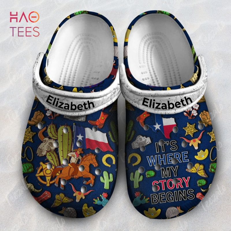 Pride Texan Where My Story Begins Personalized Crocs Shoes Pride Texan Where My Story Begins Personalized Crocs Shoes