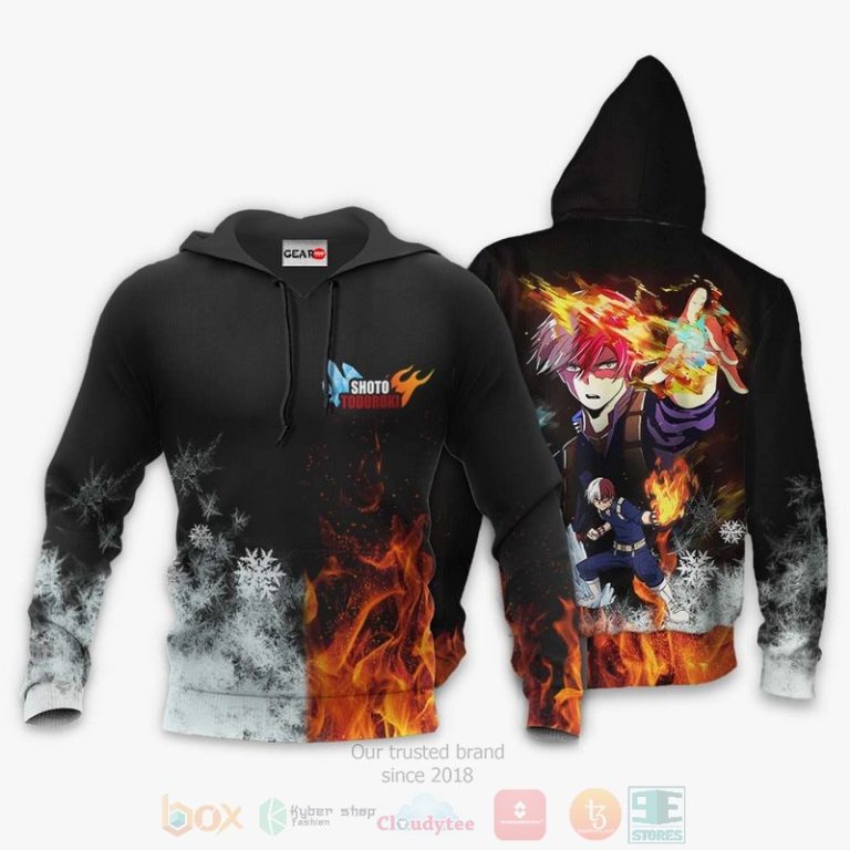Shoto Todoroki Custom Ice And Fire My Hero Academia Anime 3D Hoodie Bomber Jacket Hot Sale 2024