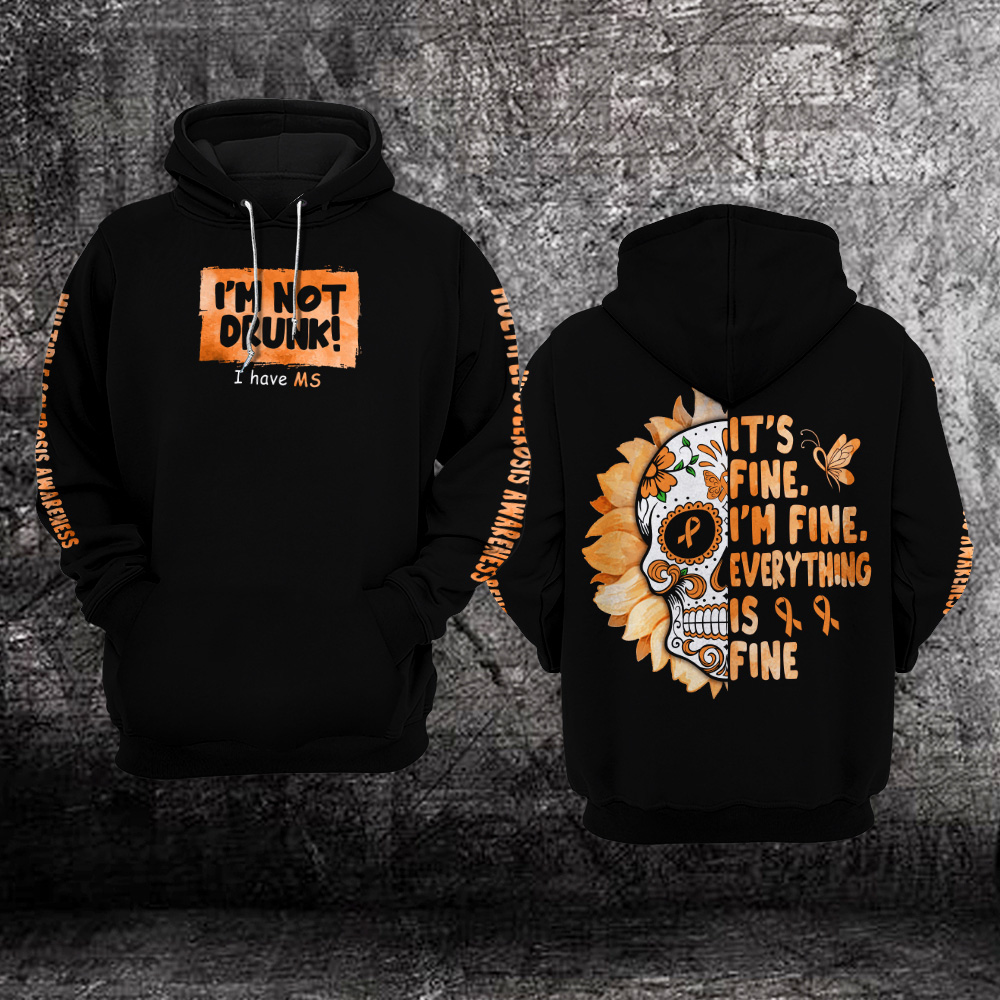 Sugar Skull Sunflower I’M Not Drunk Multiple Sclerosis Awareness 3D Hoodie – Limited Edition Sugar Skull Sunflower I’M Not Drunk Multiple Sclerosis Awareness 3D Hoodie – Limited Edition