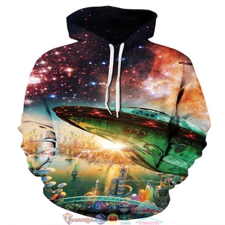 Ufo-Above-The-City-3D-Hoodie-2