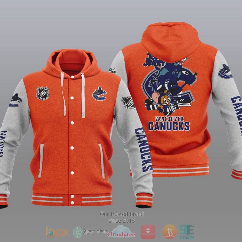 Vancouver Canucks Nhl Tom And Jerry Baseball Hoodie Jacket Vancouver Canucks Nhl Tom And Jerry Baseball Hoodie Jacket