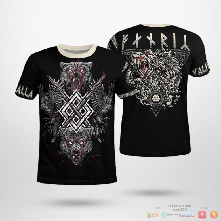 Viking-Fenrir-Wolf-And-Raven-3D-Shirt-Hoodie-2