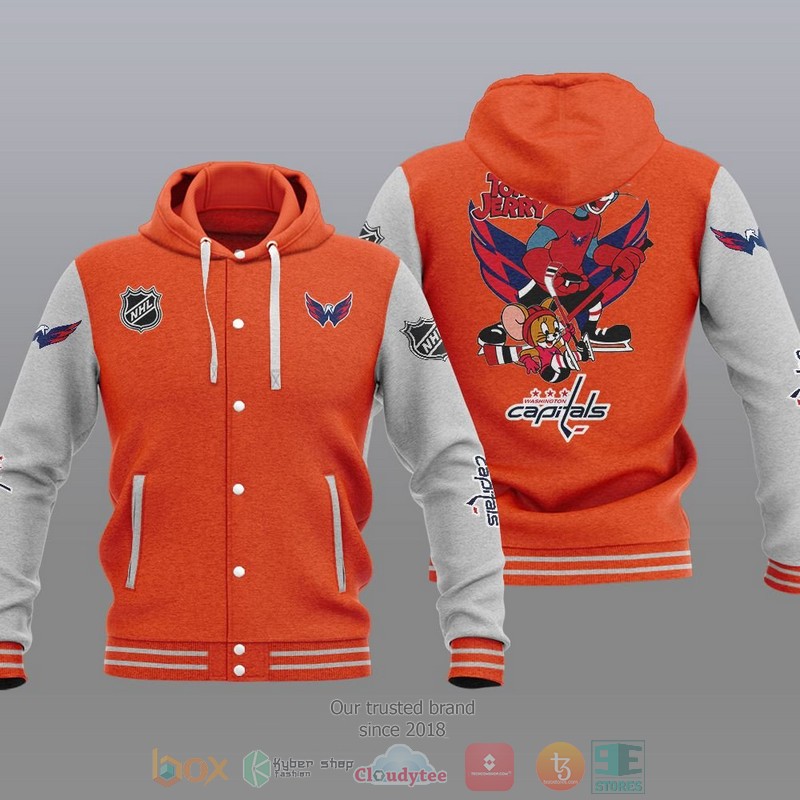 Washington Capitals Nhl Tom And Jerry Baseball Hoodie Jacket Washington Capitals Nhl Tom And Jerry Baseball Hoodie Jacket